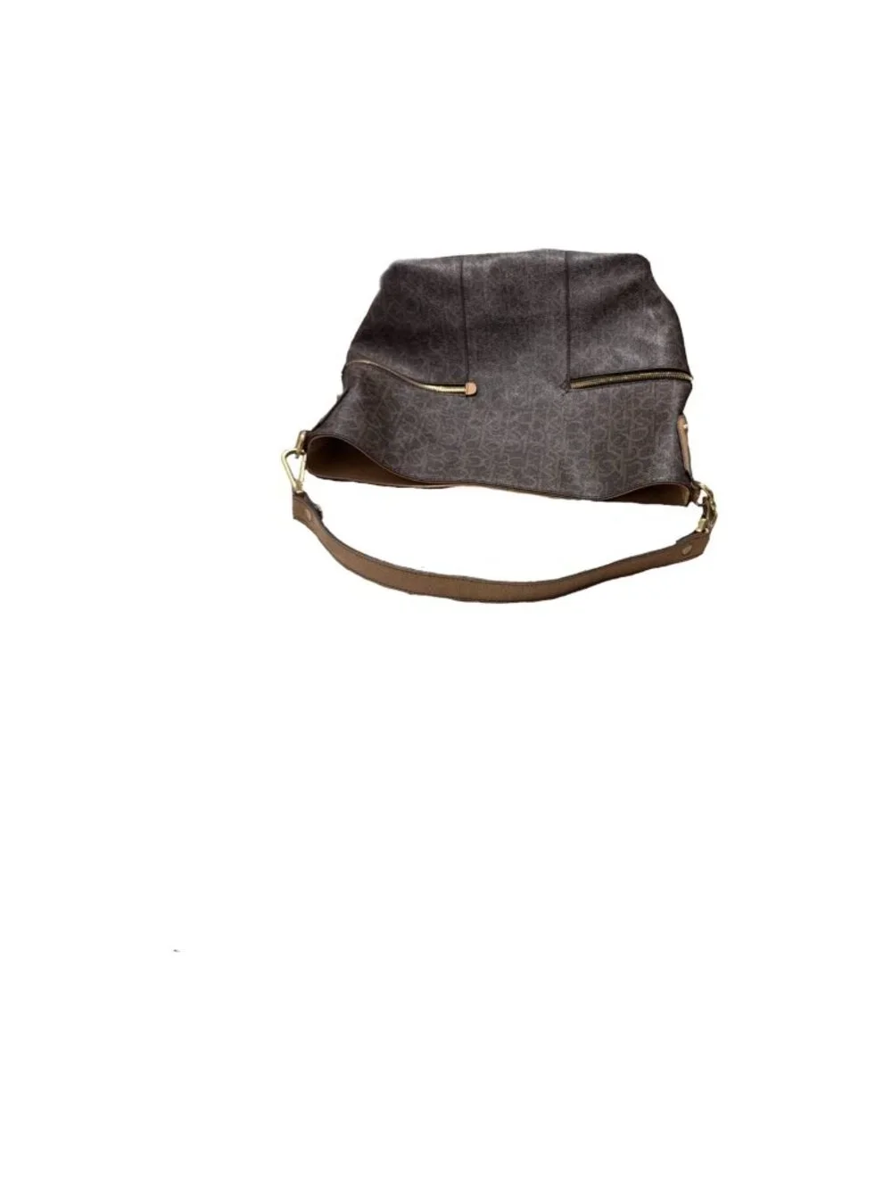 Calvin Klein Bag Brown Vegan Leather CK Logo Slouchy Y2K Preppy Everyday Office